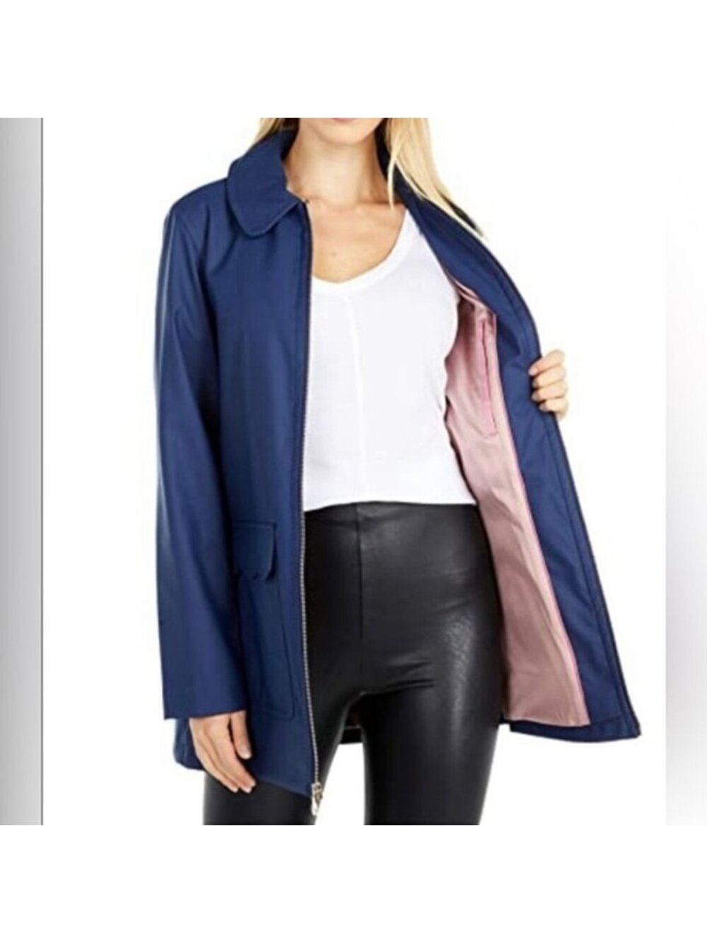 Kate Spade Navy Scallop Trim Rain Jacket for Women - Small, New with Tags - Picture 3 of 6